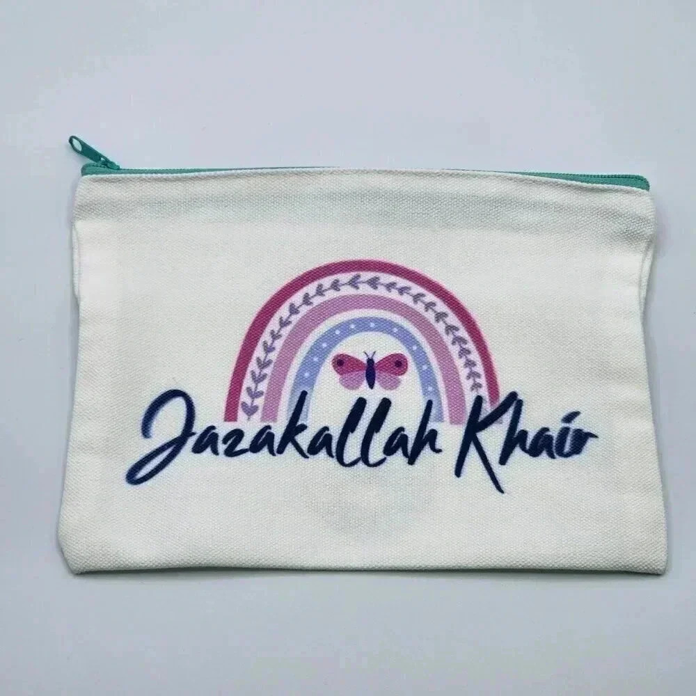 Jazakallah Khair Canvas Zipper Pencil Bag Makeup Bag Pouch Bag Handmade NWT